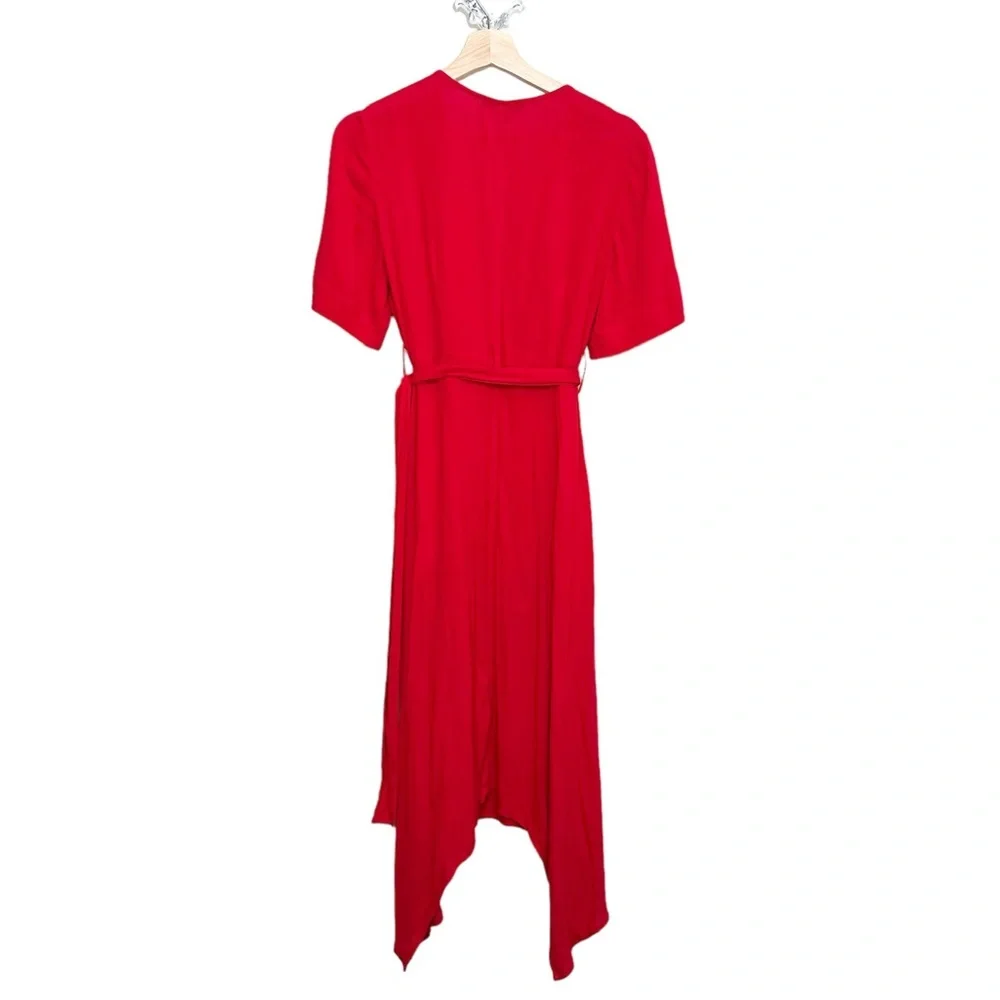 NWT Banana Republic Handkerchief-Hem Wrap Dress in Ultra Red Size 6P | Petite - Picture 3 of 7